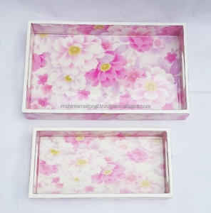 Plateau de service rustique en bois de bambou personnalisé avec poignée - Product Image 6