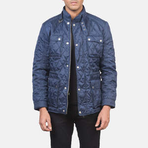 Chaqueta Cortavientos Azul Acolchada Reversible Nelson, Chaqueta de Invierno de Alta Calidad Estilo Vintage, Cierre de Cremallera, Relleno Impermeable, Talla XS - Product Image 1