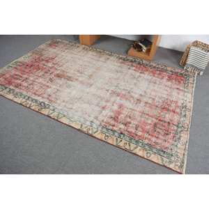 Alfombra turca de área grande tradicional rojo Beige 5'1 \ "X 8 'rectángulo Kilim patrón abstracto lana látex 10mm para decoración de habitación de pasillo - Product Image 4