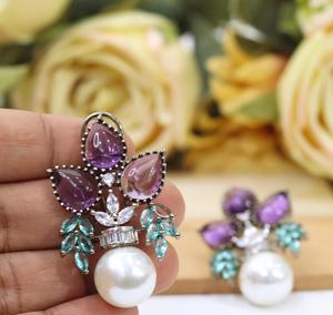 Pendientes de Plata de Ley de Primera Calidad con Incrustaciones de Moissanita, Diseño Moderno y Elegante para Mujer, Ideales para Bodas y Fiestas - Product Image 2