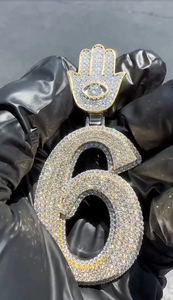 สำหรับทุกเพศจี้ตัวเลขเริ่มต้นประดับเพชรสไตล์ฮิปฮอปชุบทองเครื่องประดับแฟชั่นสำหรับเป็นของขวัญในโอกาส - Product Image 5
