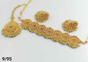 JOYERÍA DE COBRE TRADICIONAL Y DE MODA INDIA CONJUNTO DE JOYERÍA DE BODA NOVIA PARA MUJER CONJUNTO DE PENDIENTES Y COLLAR - Product Image 5