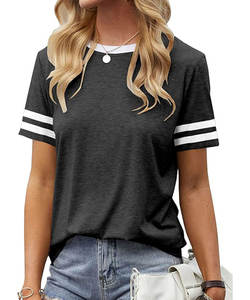 Women's Short Sleeve Crew Neck <b>T</b>-<b>Shirt</b> Basic Color Eco-Friendly Block Tops for Summer - Product Image 1