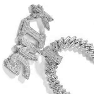 2025 18K chapado en oro Hip Hop joyería para hombre Iced Out Moissanite diseño personalizado letra cubano enlace cadena colgante collar - Product Image 5
