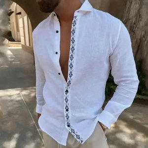 T-shirt Estiva da Uomo a Maniche Lunghe in Cotone e Lino con Cappuccio a Righe, Taglia 6XL, Antirughe, in Raso di Canapa Intrecciato SKU 1600927209803 - Product Image 1