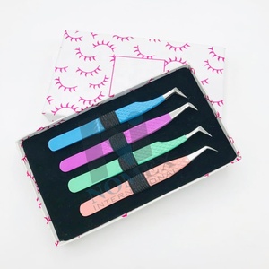 Pince à cils volume durable avec logo personnalisé pince à cils en acier inoxydable avec pointe pointue couleur personnalisée enduite - Product Image 4