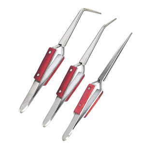 Pinzas de pestañas duraderas ISO de alta calidad, éxito personalizado, las mejores ventas, mango de madera PK, Material de acero inoxidable, fuente de alimentación Manual - Product Image 1