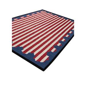 พรมขนสัตว์ทำมือขนาดใหญ่ลายทางสีแดงส้มแบบทอเรียบ รุ่น ADWL-13202 สำหรับตกแต่งบ้าน - Product Image 2