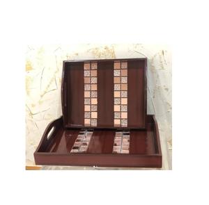 Plateau rectangulaire en bois d'acacia avec finition en bois brun naturel pour les fournisseurs d'accessoires d'ustensiles de cuisine pour la maison - Product Image 2