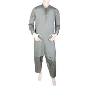 Shalwar Kameez brodé à col bandoulière pour homme - Vert - Product Image 1