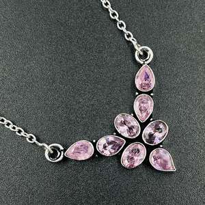 Collar de Plata de Ley 925 con Kunzita Rosa, Hecho a Mano, con Piedras Preciosas, Joyería para Niñas y Mujeres, Chapado en Oro - Product Image 6