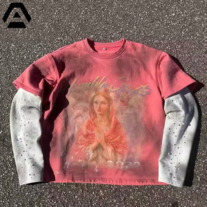 Vêtements d'extérieur Design unique Strass Hommes Impression numérique T-shirts graphiques lavés à l'acide Double T-shirts PAR AMAZING INDUSTRIES - Product Image 4