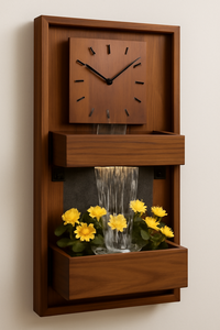 <b>Wooden</b> Wall-Mounted Decor with <b>Carved</b> Angel <b>Animal</b> Cross Styles Featuring Clock Yellow Flower Waterfall Fountain Stone Material - Product Image 5