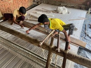 พรมผ้าฝ้าย Chindi งานฝีมือของช่างฝีมือพรมปูพื้นรีไซเคิลสไตล์วินเทจพรมผ้าฝ้ายสีสันสดใส - Product Image 5