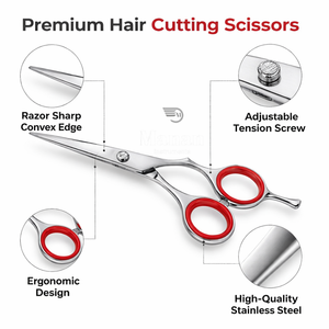 Ciseaux de coiffure professionnels de 6,5 pouces en acier inoxydable, ciseaux de coiffure à bord convexe, outil de coupe de salon, vis réglable, OEM - Product Image 2