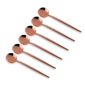 Ensemble de couverts MAKREY en acier inoxydable rose doré de luxe, finition minimaliste brillante, durable, léger, réutilisable, facile à nettoyer - Product Image 1