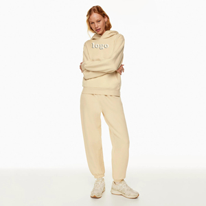 Conjuntos de invierno de alta calidad para mujer, sudaderas con capucha de dos piezas, traje de pantalón, estampado de logotipo personalizado, 100% de algodón, sudaderas con capucha para mujer, conjunto de pantalón de chándal - Product Image 4