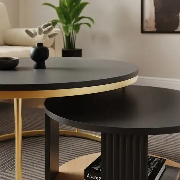 Modern Luxury Nesting Coffee Table S/2, Round Coffee Table Made of Wood ...
