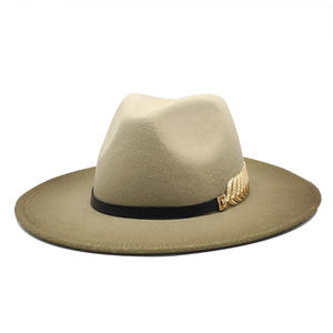 Tendance vente en gros mode fausse laine grand <span class=keywords><strong>large</strong></span> bord rigide dégradé Panama Fedora chapeau pour femmes hommes dame hiver automne - Product Image 6