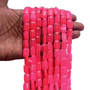 Perles rectangulaires en onyx rose néon naturel de 5 mm, brin de pierres précieuses de 15 pouces pour la fabrication de bijoux, vente en gros de mode - Product Image 2