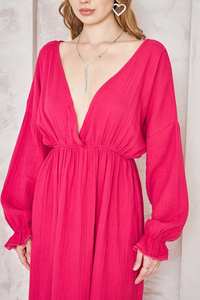 Robe maxi à manches cloche en coton 100% blanc, écologique et respirante, style bohème vintage - Product Image 4