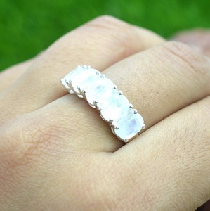Boho Style classique bague bijoux pour femmes bijoux en argent 925 en argent Sterling pierre de lune pierres précieuses à la main bague cadeau pour l'amour - Product Image 5
