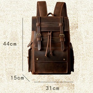 Sac à dos unisexe en cuir véritable de 16 pouces pour ordinateur portable, grand sac à dos de bureau avec style sport, sac de voyage pour hommes, pour l'extérieur - Product Image 5