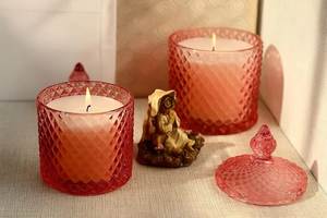 Tarros de velas elegantes, tarro de vidrio perfumado con cera, velas, tarro de velas de hormigón, aspecto de lujo, Color rojo de alta calidad de la India al por mayor - Product Image 4