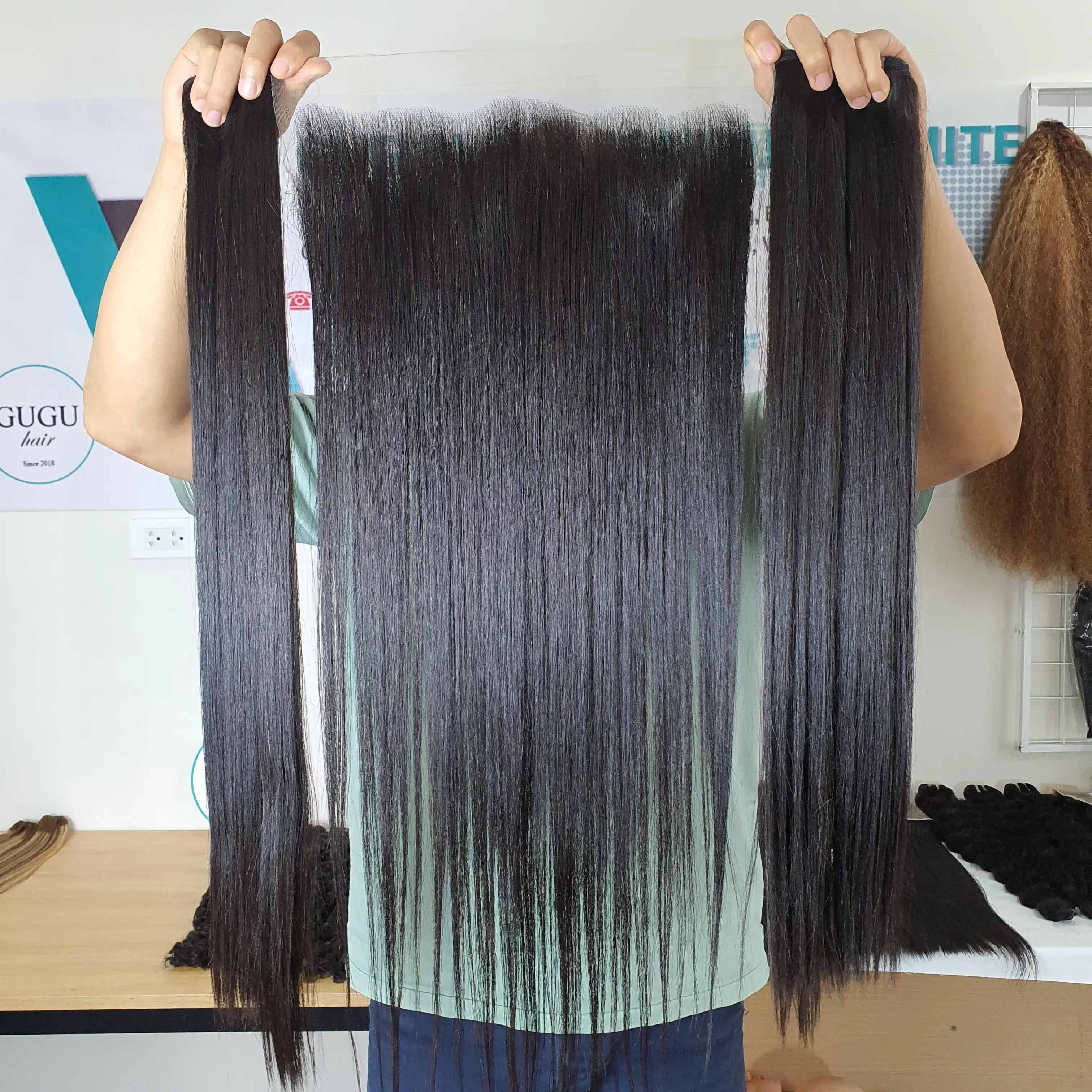 38 Zoll vietnam esisches rohes Haar Großhandel Bündel Schuss Knochen gerade große Lager Top-Qualität jungfräuliches Haar 100% Remy Haar