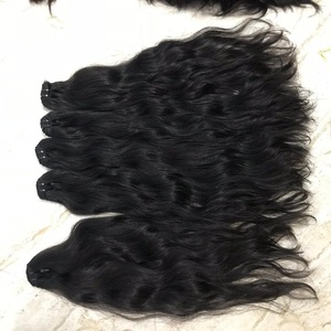 Lots de cheveux humains vierges Remy indiens en gros, cheveux non traités, tissage à la machine, double trame - Product Image 1