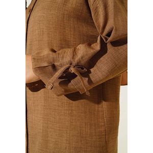 ชุดผ้าลินินกระดุม2ชิ้นสีน้ำตาล - Product Image 3