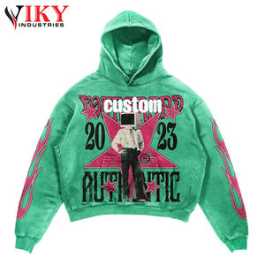 Chándal acampanado lavado ácido para hombre, jersey de talla grande, Sudadera con capucha, ropa de calle, chándal personalizado, estampado lavado ácido acampanado - Product Image 3