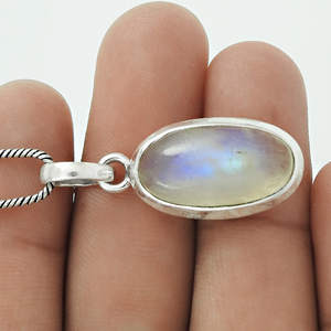 งานประดิษฐ์ที่หรูหราดีไซน์งดงามหินสีฟ้าประกายรุ้งรูปวงรีทรงไข่จี้สำหรับวันเกิดงานปาร์ตี้ OEM - Product Image 4