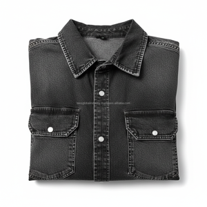 Chemise en jean noire sans manches pour homme, coupe slim, effet vieilli, bords bruts, style décontracté, avec double poches, personnalisable OEM - Product Image 6