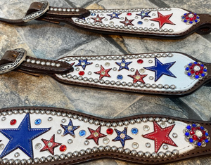 Collar de pecho pieza de mejilla decorada caballo occidental Headstall conjunto de cuello de pecho - Product Image 4