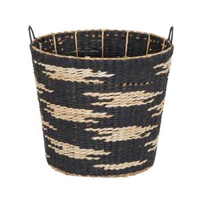 Round water hyacinth <b>basket</b> in <b>black</b> mixed <b>with</b> natural colors Handmade <b>Storage</b> <b>Basket</b> Wholesale eco-friendly Made in Vietnam - Product Image 4