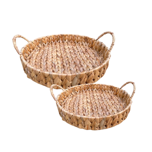 Bandeja de jacinto de agua de ratán de bambú, cesta de almacenamiento de frutas, bebidas para servir, aperitivos, decoración del hogar, cesta para servir frutas ecológica - Product Image 1