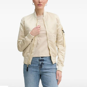 Top vente Satin tissu brillant coton côte femmes Streetwear mode veste universitaire broderie personnalisée femmes Satin veste - Product Image 1