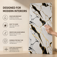 Panneau mural en PVC brillant effet marbre UV noir, blanc et or MORLENX pour revêtement mural de luxe pour villa et hôtel