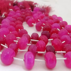 Cuentas naturales de Calcedonia rosa fuerte Rondelle Plain Smooth 8mm Tamaño de cuentas Strand 9 pulgadas de largo Cuentas de piedras preciosas de color rosa - Product Image 1