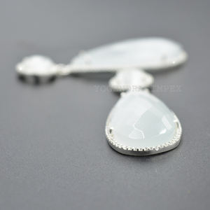 High Quality Natural White Monalisa Cz Gemstone <b>Sterling</b> <b>Silver</b> <b>Stud</b> Earrings Designer Drop for Engagement Wholesale Supply - Product Image 2