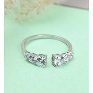 NOVAMART Fine Romantic 925 Sterling Silver Graduation Finger <b>Ring</b> <b>Adjustable</b> Band Zircon Inlay Rhodium Plating Featuring Number - Product Image 2