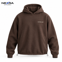 Sweat à capuche oversize marron minimaliste pour homme avec logo personnalisé, épaules tombantes, vente en gros pour streetwear décontracté
