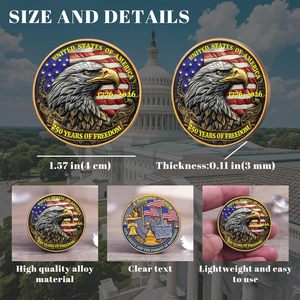 Moneta Commemorativa Personalizzata per Anniversario - <span class=keywords><strong>Aquila</strong></span> Americana e Simboli Patriottici da Collezione - Merchandise Americano per Celebrazioni - Product Image 3
