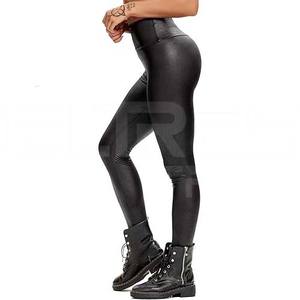 Pantalones de cuero informales para mujer de último diseño, mallas de invierno de alta calidad con parte delantera plana de cintura media personalizadas con precio al por mayor - Product Image 6