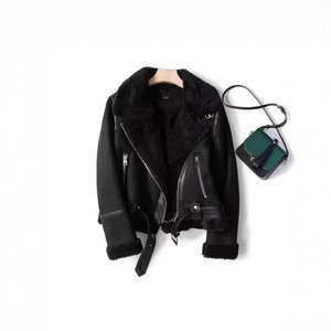 Vestes en cuir véritable pour femmes, 100% fourrure biologique, coupe-vent, veste en cuir véritable tendance, col en fourrure personnalisé, vestes pour femmes - Product Image 4