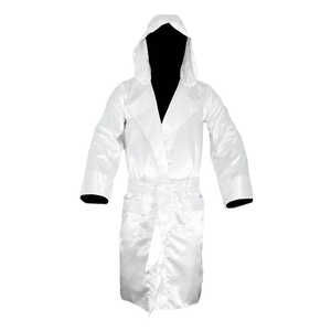 Bata de Boxeo Blanca de Tendencia, para Boxeadores Profesionales, con Logotipo y Color Personalizados, por Standard International - Product Image 4