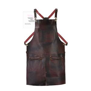 Delantal de salón de barbería ajustable Cuero genuino premium y algodón Denim Calidad Premium para uso en salón - Product Image 4