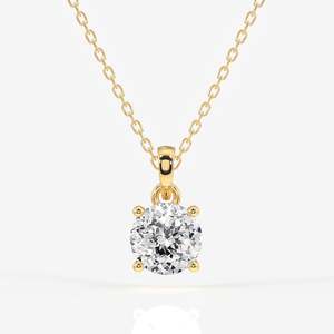 Pendentif Solitaire en Or 18 carats avec Diamant de Laboratoire Taillé Portugais, Sertissage à Quatre Griffes - Product Image 1