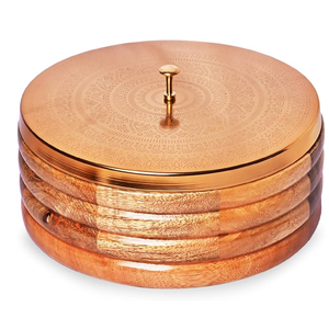 กล่องเก็บและภาชนะใส่อาหารทำจากไม้อะคาเซียคลาสสิกพร้อมที่คีบทองเหลืองทรงกลมฝาปิดเครื่องครัวถอดออกได้ - Product Image 1